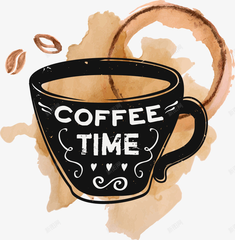 手绘咖啡杯png免抠素材_新图网 https://ixintu.com 咖啡 咖啡时间 咖啡杯 咖啡豆 喝咖啡 手绘咖啡杯免抠 手绘杯子 杯子 棕色 矢量杯子 黑色咖啡杯