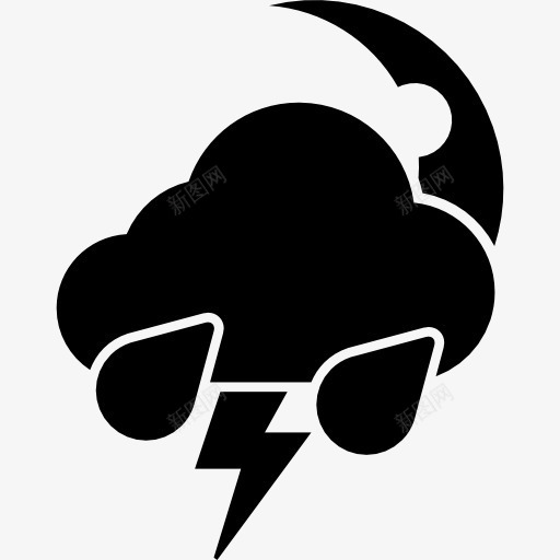 电风暴的夜晚图标png_新图网 https://ixintu.com 充满电 天气 晚上 暴风 界面 闪电 雨 风暴