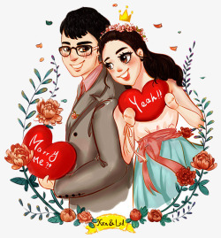 爱情季甜蜜爱情婚礼插画海报高清图片
