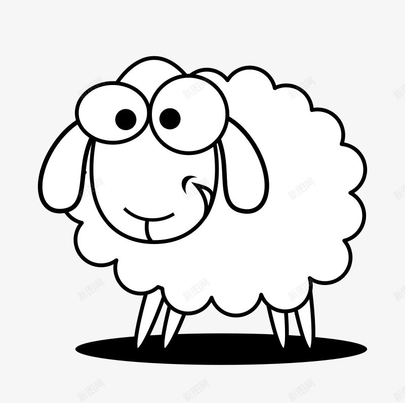 手绘的简单白色的绵羊png免抠素材_新图网 https://ixintu.com 白色 简单 绵羊 羊