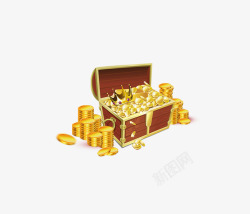 金银珠宝箱子金币宝箱高清图片