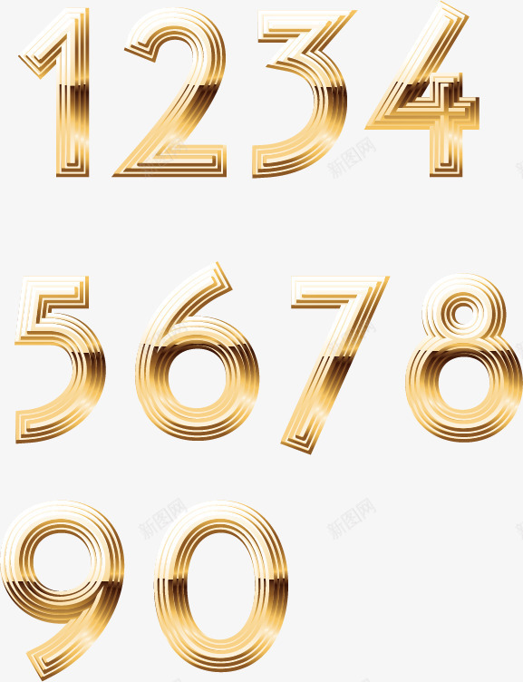 金属数字艺术字png免抠素材_新图网 https://ixintu.com 数目字 立体 艺术字 金属 金属光效 黄色