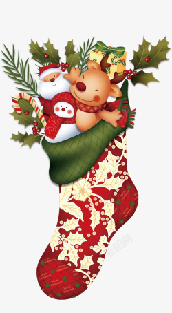 雪人装饰素材圣诞节装饰袜子高清图片