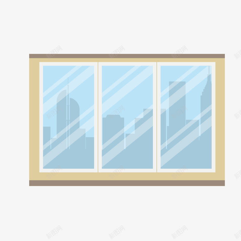 玻璃窗元素png免抠素材_新图网 https://ixintu.com 平面 玻璃窗 蓝色 装饰