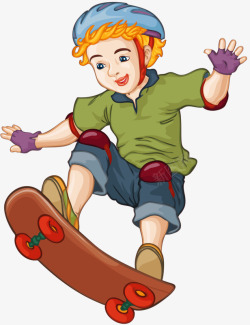 玩滑板的男孩素材