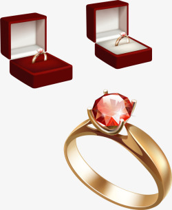 玫红色戒指盒钻石戒指和珠宝盒高清图片
