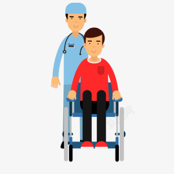 医护人员工作轮椅病人医生卡通医疗人物素矢量图高清图片
