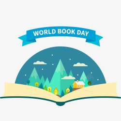 创意世界图书日打开的书本世界矢矢量图素材
