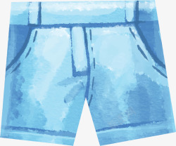 水彩夏天蓝色沙滩裤矢量图素材