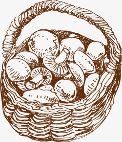 一篮蘑菇手绘一篮蘑菇高清图片