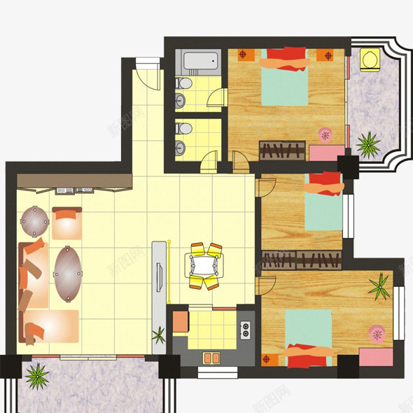 房间装修png免抠素材_新图网 https://ixintu.com 地产 家具平面图 房屋平面图 房间平面图 装修 装饰