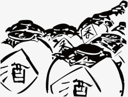 酒福字装饰png黑白中国风手绘白酒高清图片