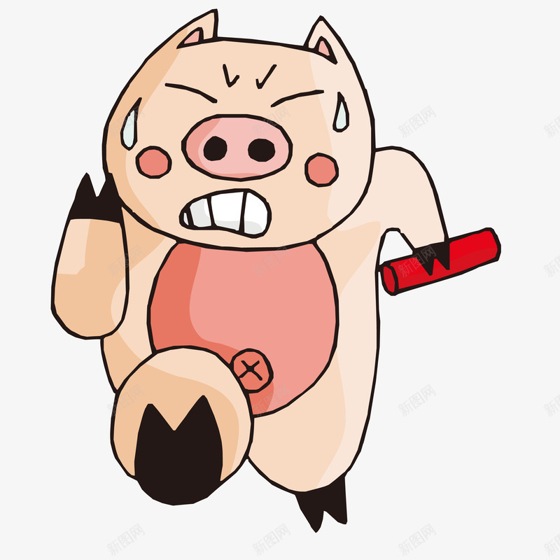 一只使劲奔跑的小猪猪png免抠素材_新图网 https://ixintu.com 动物 卡通 可爱的 奔跑 猪