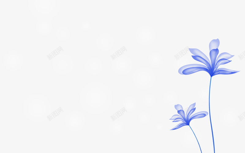 蓝色叠影花朵装饰psd免抠素材_新图网 https://ixintu.com 叠影 简单 蓝色花朵 装饰