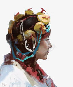 藏族女性藏族女性水粉画高清图片