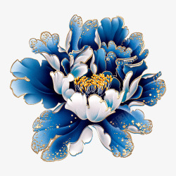 花卉水晶金色边框蓝色精致装饰唯美花瓣装饰图高清图片