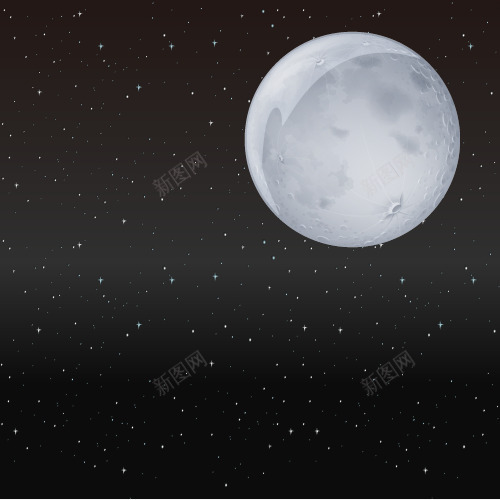 夜空中的星星和月亮矢量图ai免抠素材_新图网 https://ixintu.com 夜空 星星 月亮 满月 矢量图