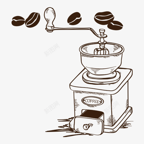 棕色线性装饰咖啡机png免抠素材_新图网 https://ixintu.com 咖啡豆 手绘咖啡机 简约装饰 苦涩 装饰图 设计图