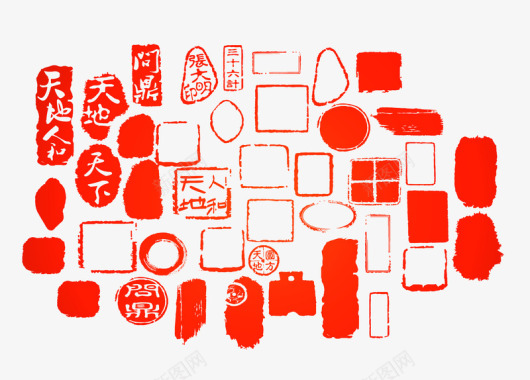 红色印章中国风图标图标