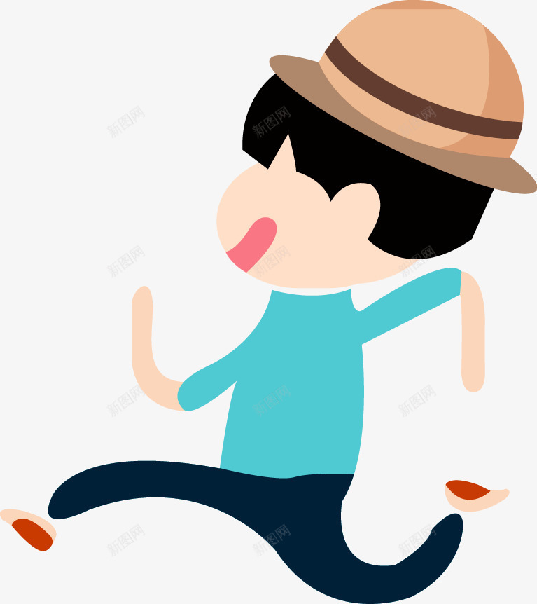 奔跑男孩png免抠素材_新图网 https://ixintu.com 兴奋 男孩 跑步