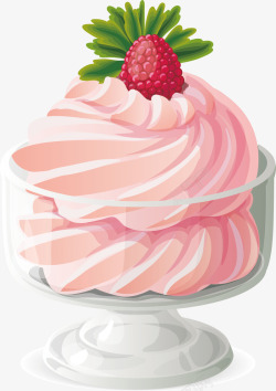 手绘草莓冰淇淋素材