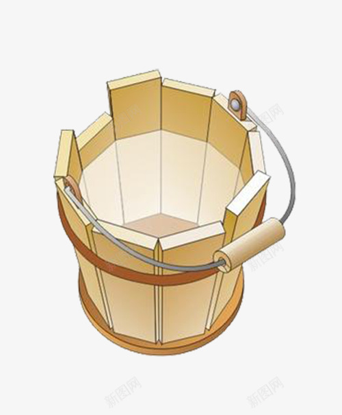 卡通一桶水png免抠素材_新图网 https://ixintu.com 井水 容器 木桶 饮用水