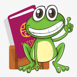 绿色青蛙读书卡通插画素材