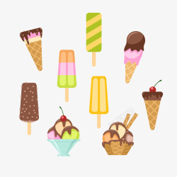 矢量甜筒夏天冰淇淋甜筒矢量图高清图片