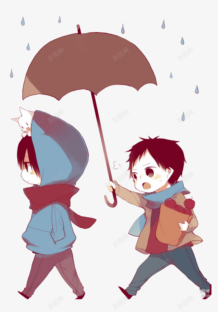 下雨天打伞png免抠素材_新图网 https://ixintu.com 下雨天 人物 卡通 手绘 打伞的小男孩