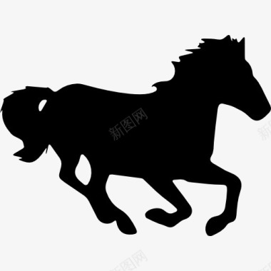 马在跑步运动的轮廓图标图标