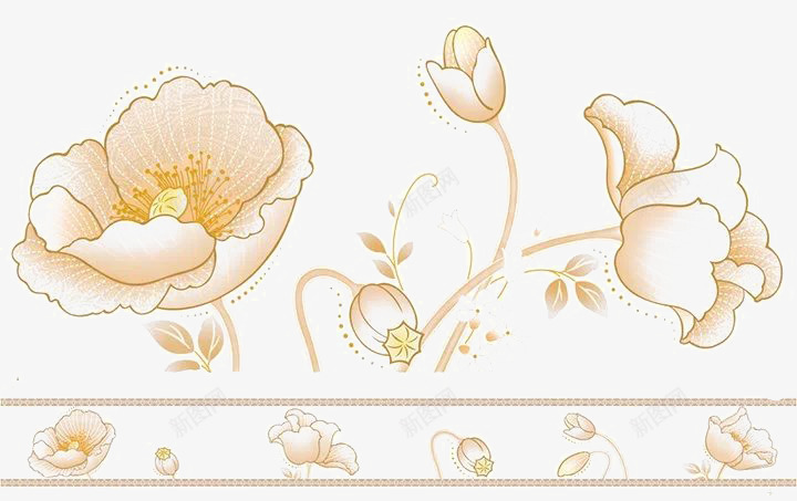 淡雅的瓷砖壁画png免抠素材_新图网 https://ixintu.com 含苞待放 清新 美丽的小花 鲜花盛开