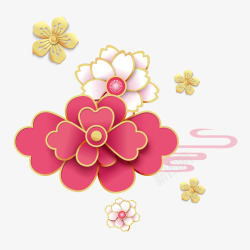 春节纹理矢量图红色富贵花朵元素矢量图高清图片