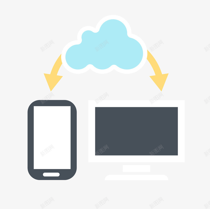 云共享png免抠素材_新图网 https://ixintu.com 云储存 手机 电脑 矢量素材