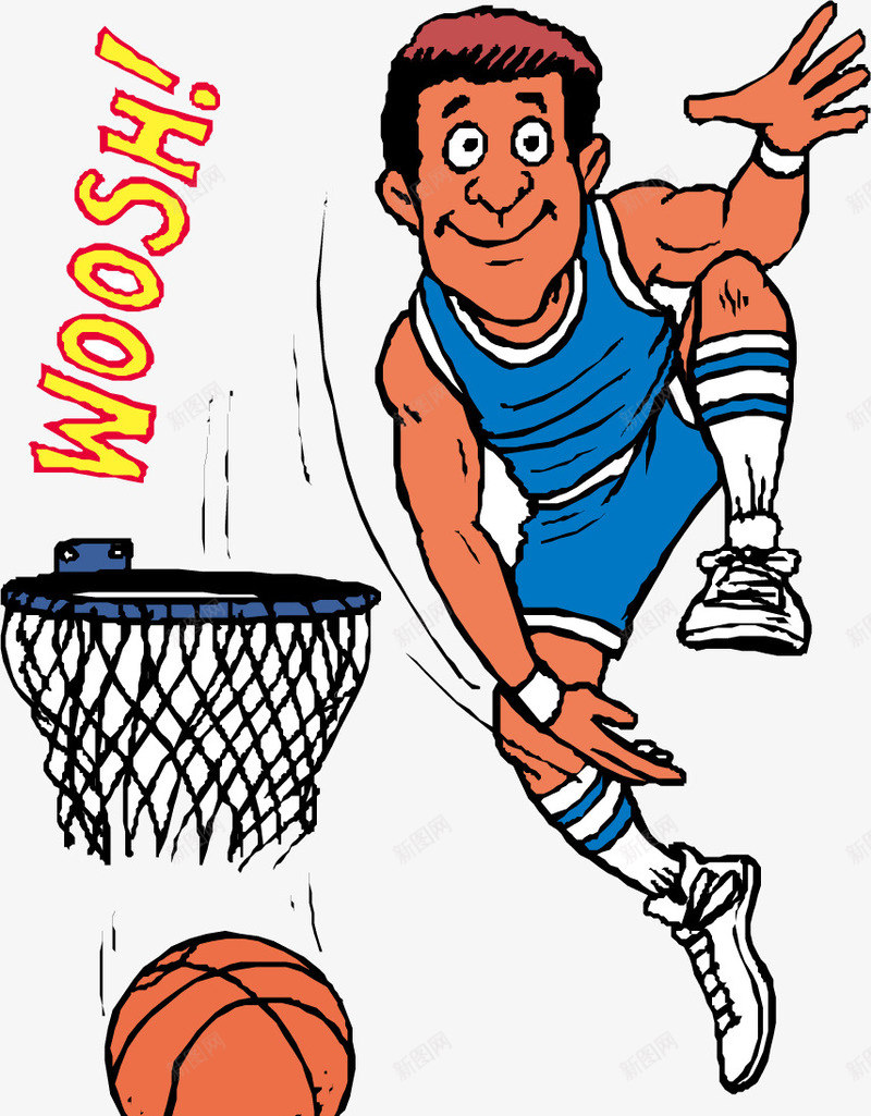 足球男生png免抠素材_新图网 https://ixintu.com 卡通 手绘 棕色 男生 篮球 篮球框 蓝色 黑色