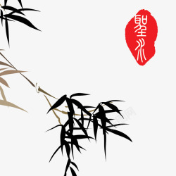 印章中国画竹子竹叶高清图片