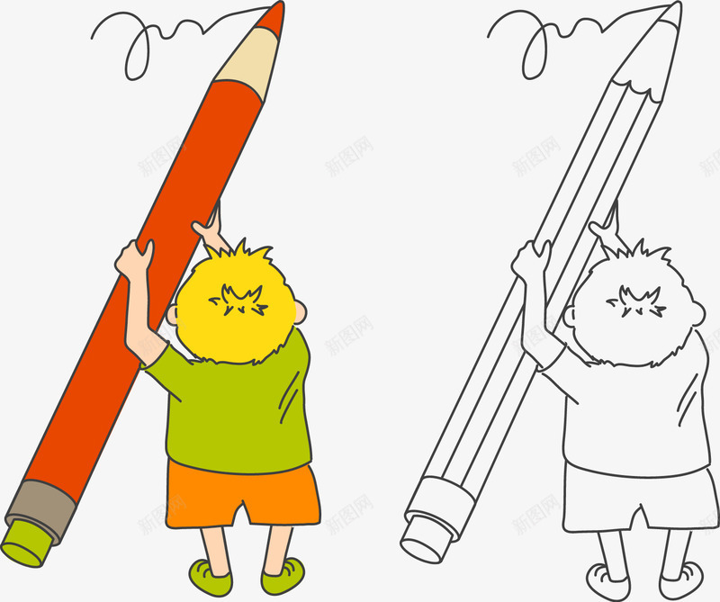 画画的男孩png免抠素材_新图网 https://ixintu.com 卡通 手绘人物 手绘插画 画画的男孩 画笔