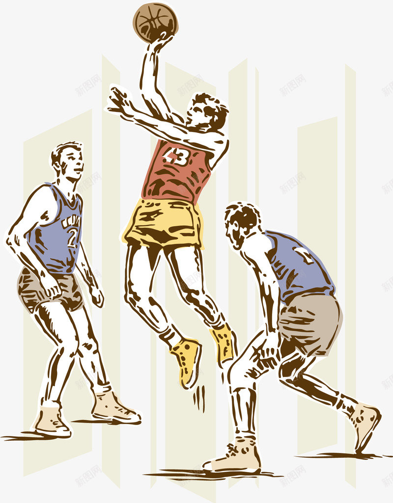 篮球png免抠素材_新图网 https://ixintu.com 体育人物 体育比赛 体育运动 体育运动比赛 体育运动项目 卡通篮球比赛 奥林匹克比赛 手绘体育运动项目篮球比赛 手绘篮球比赛 扣篮 比赛项目 篮球