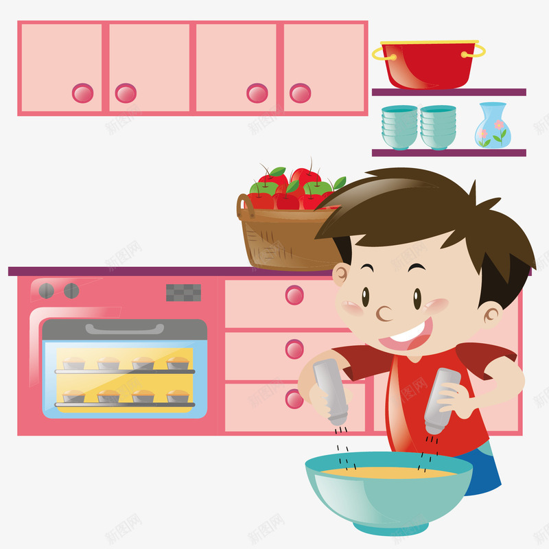 做饭的男孩png免抠素材_新图网 https://ixintu.com 做饭 卡通 厨房 帮忙做饭的小男孩 扁平 男孩 碗 装饰