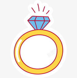 卡通手绘钻石戒指素材
