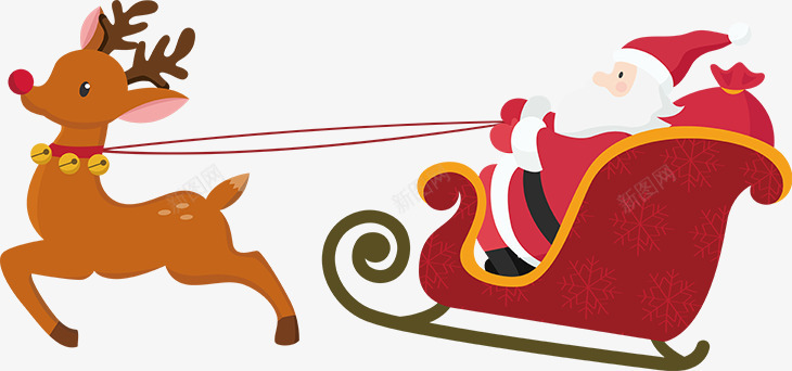 麋鹿圣诞老人坐车png免抠素材_新图网 https://ixintu.com 圣诞老人 圣诞节 圣诞节老公公 坐车 麋鹿拉车 麋鹿挂件