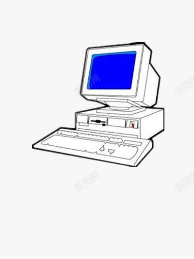 卡通电脑png免抠素材_新图网 https://ixintu.com 互联网 台式电脑 科技 老式电脑 蓝屏