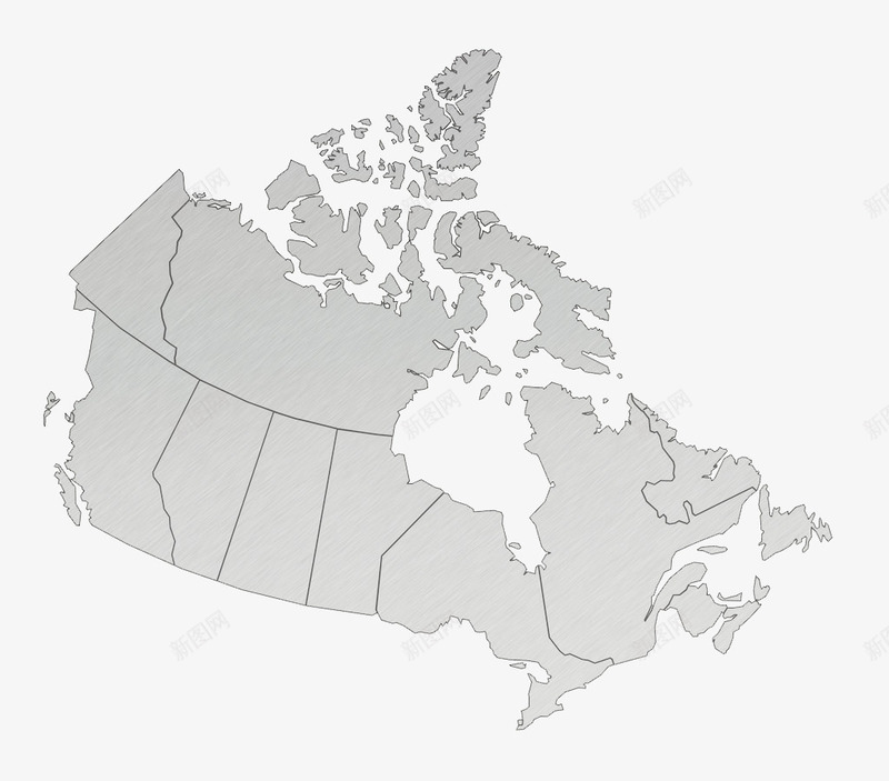 灰色加拿大地图png免抠素材_新图网 https://ixintu.com 加拿大地图 灰色 矢量素材 空白无文字