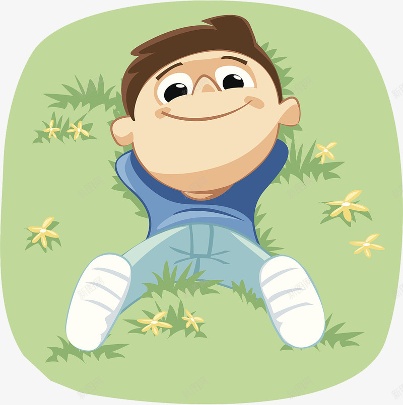 可爱卡通人物躺在草坪上的小男孩png免抠素材_新图网 https://ixintu.com 人物 卡通 可爱 小男孩 枕着胳膊 草地上的人 躺在草坪上