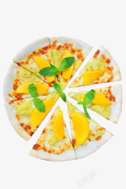 黄桃披萨美味黄桃水果披萨高清图片