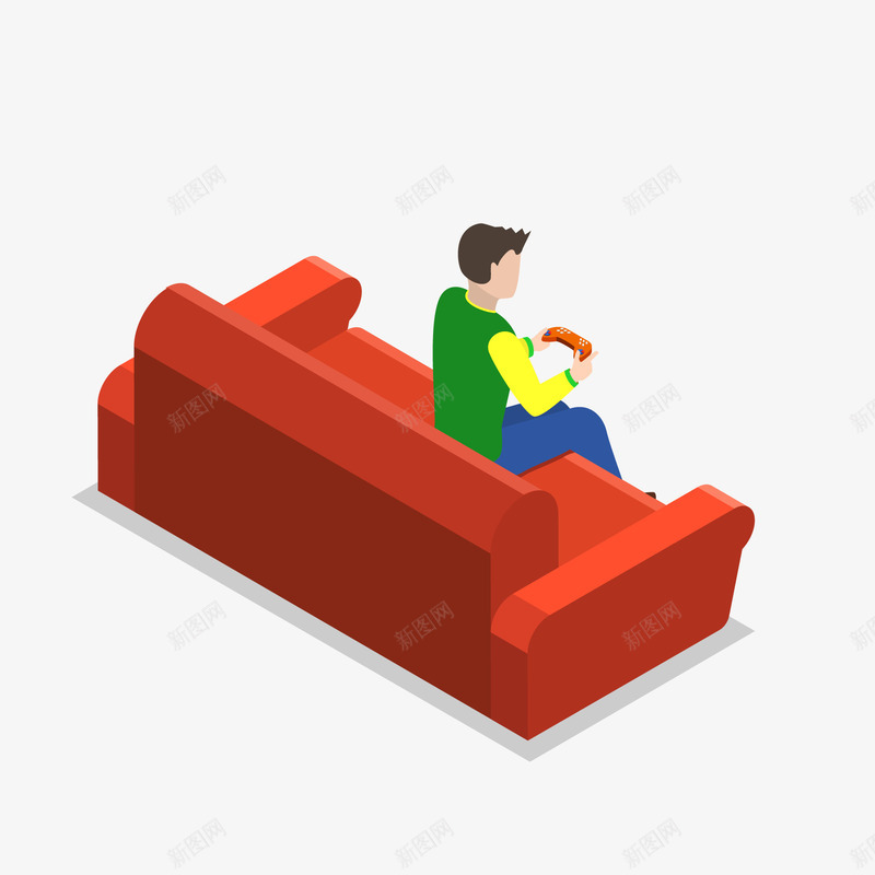 坐在沙发上打游戏的人物png免抠素材_新图网 https://ixintu.com 人物设计 卡通 打游戏 插画设计 沙发