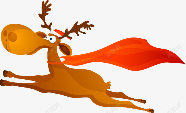 奔跑的小鹿png免抠素材_新图网 https://ixintu.com 圣诞节 奔跑 小鹿 红色绸