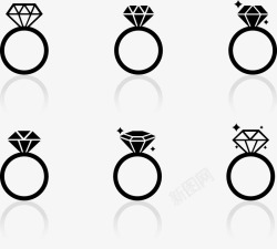 钻石戒指剪影素材