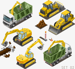挖掘机和卡车素材