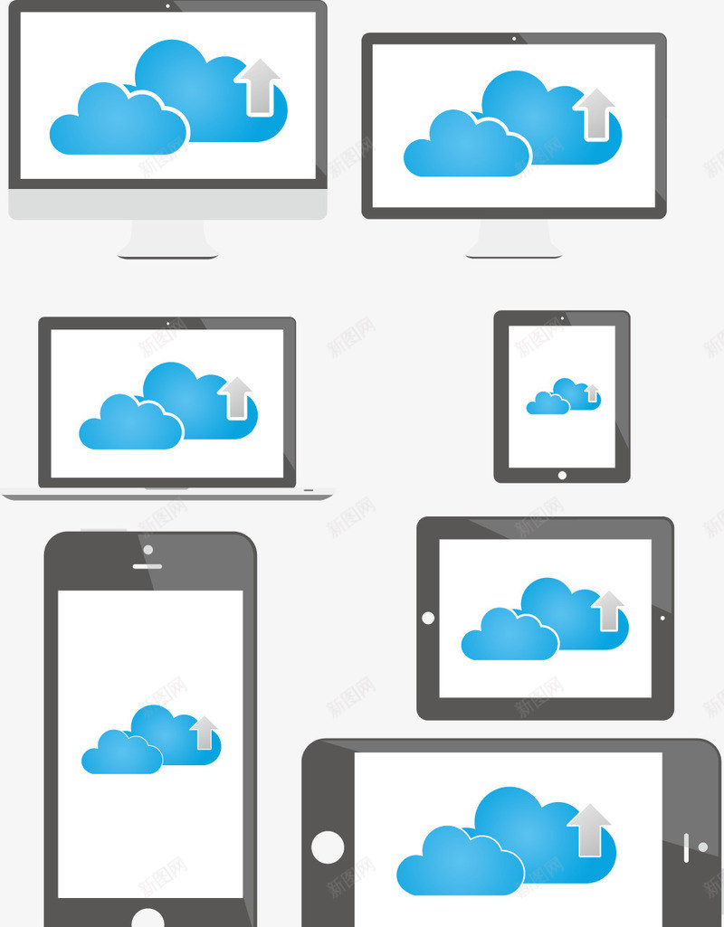 计算云图标矢量图ai_新图网 https://ixintu.com 云端 平板 电脑 计算机 矢量图
