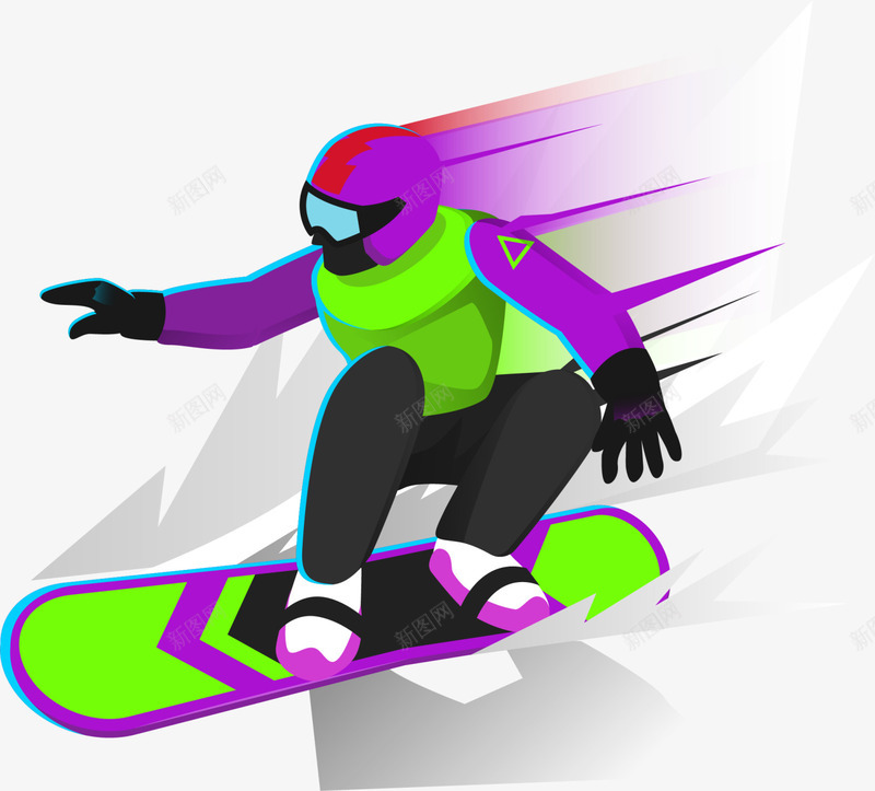 冬季飞速滑雪的人png免抠素材_新图网 https://ixintu.com 冬季滑雪 冬季运动 冰天雪地 残影 滑雪运动 飞速滑雪的人
